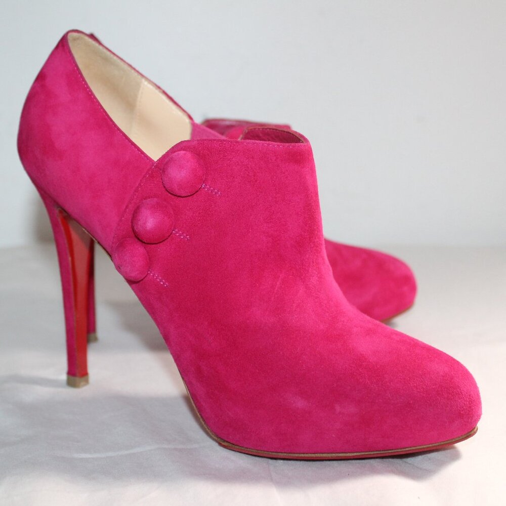 Christian Louboutin C'est Moi 120 Ankle Bootie Heels Pumps Fuchsia Pink 40